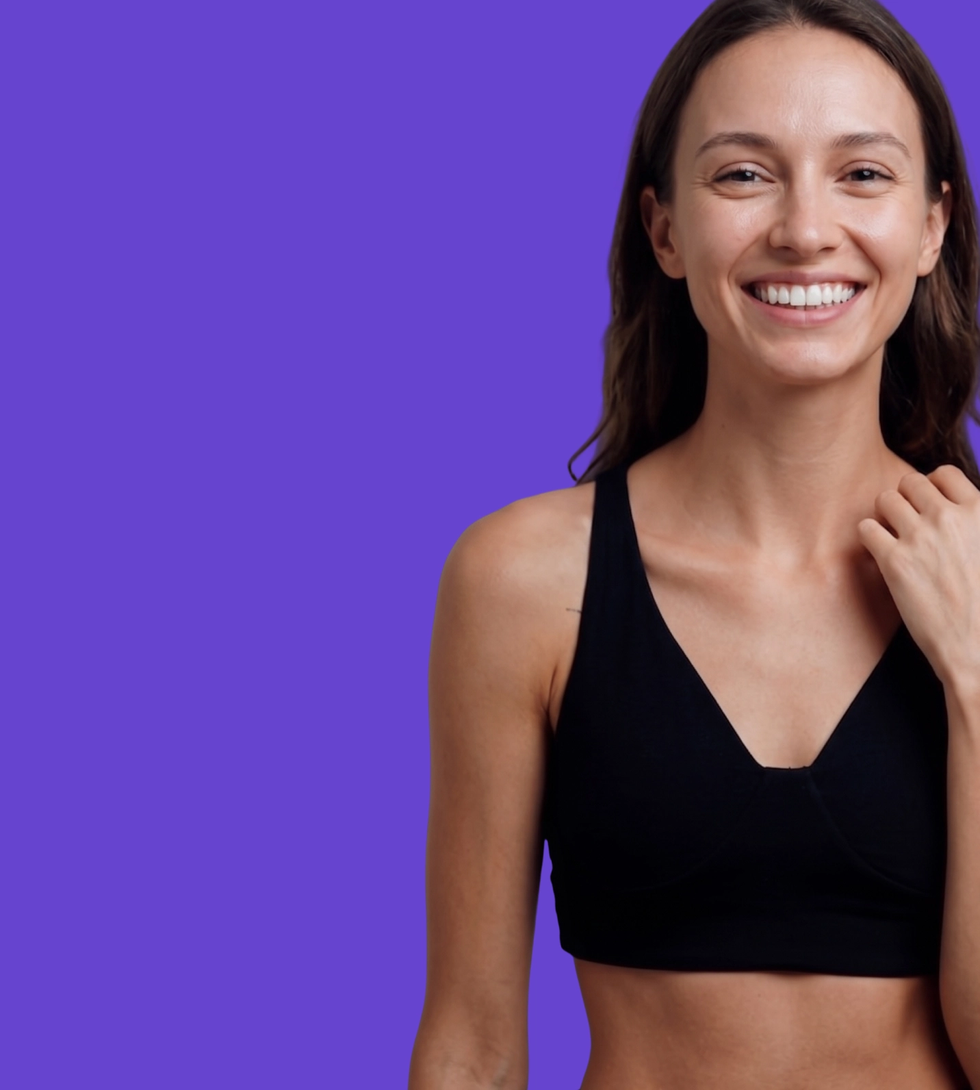 A person smiling openly in a photo after using SHIMMER